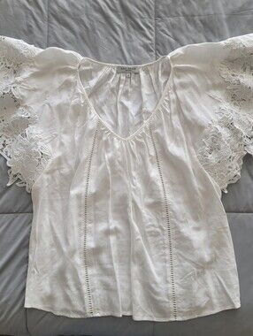 Ramy Brook Lynett Lace Sleeve Top XS – White – NWOT